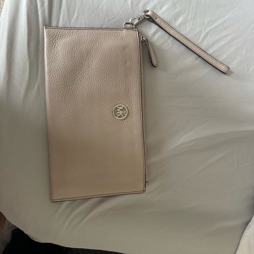 Michael Kors Tan Leather Wristlet Clutch